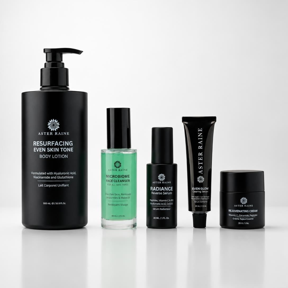 Gamme Complète | 5 Produits Pour Un Teint Clarifiant et Uniforme Aster Raine France