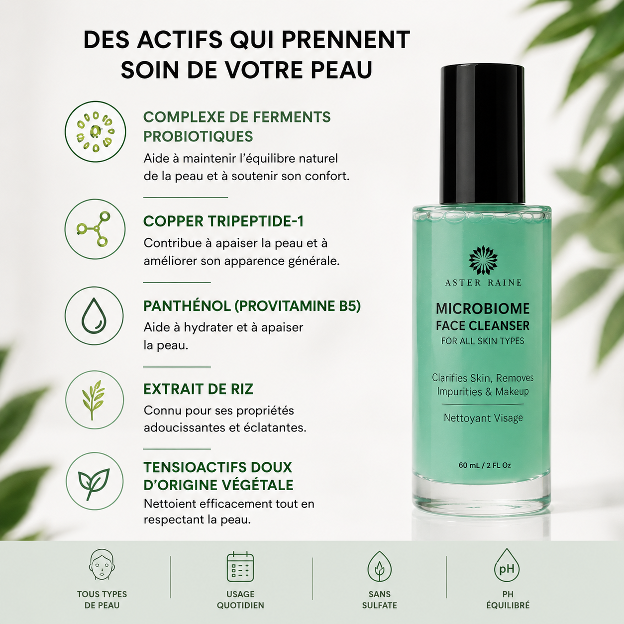 Nettoyant Visage Doux | Pour Tout Type de Peau asterraine